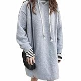 Marshel マタニティ ボーダー 裏毛 パーカー ワンピース 【重ね着風 ゆったりシルエット フリーサイズ 】 トレーナーワンピ レディース 2018 冬服