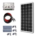 ECO-WORTHY 100W 太陽光発電単結晶ソーラーパネル 15A チャージコントローラー/Z型取付金具/10メートルPV配線/MC4コネクタ付属