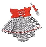 Girls Gorgeous Red Bows With Navy Stripes Summer Dress Inc Knickers & Headband - Newborn by Unknown