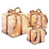 National Tree Assorted White Sisal Gift Boxes, Clear Lights, Set of 3 (MZGB-ASST-4L-1 ) by National 