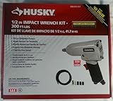 Husky 1/2 Inch Impact Wrench Kit - 300 Ft -LBS Air Tool W/ 25'' of hose sockets, coupler [並行輸入品]
