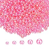PATIKIL 穴なしパール ビーズ 3 mm 4mm 5mm 6mm 8mm 約1000個 プラスチック模造真珠 アクセサリーパーツ アートクラフト 宝石メイキング ネイル ネックレス 手芸 DIY用 ピンク