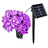 PomeloBest 花型イルミネーションライト【50LED/9メートル/ソーラー充電式】 (パープル)