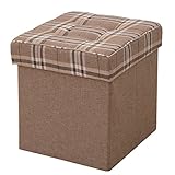 山善(YAMAZEN) 収納スツール 38×38cm ブラウンチェック LS-38(BR#)