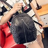 Mutell（TM）ファッション女性ソリッド革バックパックリベットパッチワークショルダーバッグブランドデザイナージッパーバックパック