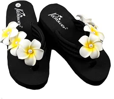 Amazon Thld ビーチサンダル レディース 厚底 花柄 プルメリア 5 5cm ヒール サンダル 歩きやすい 痛くない ボヘミアンスタイル 疲れない おしゃれな ビーチ リゾート ビーチサンダル ボタニカル柄 ウェッジソール Thld ビーチサンダル