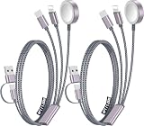 マルチ高速充電ケーブル 1本パック 旅行 バケーション 必需品 Apple Watch充電器 iPhone充電器 [3イン2] USB A/Type C/Lightningケーブル iWatch、iPhone 16-11、Nintendo Switch、Airpods、車、Camping-Gary用