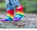 SANTAT 虹がかわいい おしゃれ キッズ レインコート (ポンチョ タイプ) カッパ 子供 通学 通園 男の子 女の子 携帯ポーチ付き 雨靴 防水 安全 雨 子供用レインブーツ (20cm, 雨靴