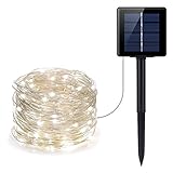 PChero ソーラーイルミネーションライト 100LED 1個セット ストリングライト ソーラー充電式 8発光モード 防水 ガーデンライト 屋外 パーティー クリスマスなどの飾りライト 電球間隔10