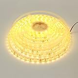 LEDMY楽的美 温白色光 IP67 防水 3528 300連SMD 正面発光 3000K DC12V 8mm幅 白いベース 5m長さ 室内外照明/装飾用 LEDテープライト