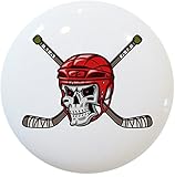 CarolinaハードウェアとDecor 2479レッドHockey Skullセラミックキャビネット引き出しノブ
