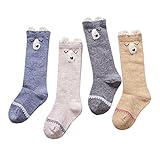 Anbaby 4足セット 女の子 ハイソックス 靴下 可愛い 動物柄 女の子 くつした (L/1-2歳, カブス)