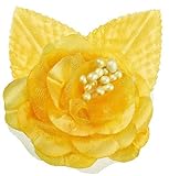 ゴールデンイエローサテンRoses with Matching Golden Yellow Leaves – 12のPkg Roses