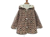 bebe couture(ベベクチュールベビー用品専門店)日本製リバーシブルポンチョコート・アラベスク柄・白80ｃｍ
