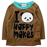《初夏春秋対応》 ☆GARACH(ギャラッチ) 天竺 I HAPPY MAKES 長袖Tシャツ 95cm /BR NO.AH-1711407