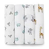 aden + anais Classic Muslin Swaddle Blanket Jungle Jam 4 count [並行輸入品]