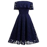 (ラグロージー)LuxRosy* レディース 総レース オフショル ワンピース 膝丈 二次会 や パーティー ネイビー M