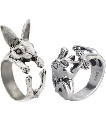 Amazon.co.jp: 猫 ウサギ リング ヴィンテージ シック アニマル