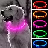 Weesiber 犬 光る首輪 - 充電式 LED 光る 犬 首輪 犬 散歩 ライト ペット 夜間 安全 お散歩 小型犬 中型犬 大型犬 犬用 ライト (ピンク)