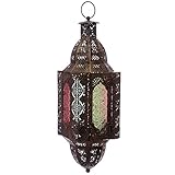 Gold Effect Intricate Glass Moroccan Style Hanging Lantern