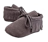 秋冬　赤ちゃん　キッズ　スクラブ　タッセル　ウォーカー　ベビーシューズ　ソフト底レース ファーストシューズ 屋内 子供 幼児 新生児靴 滑り止め (12cm（6-12ヶ月）, グレー)