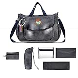 RONGTONGDA マザーズバッグ　 斜めがけ　 ママバッグ　大容量　ハンドバッグ　ショルダーバッグ　シンプル　ドット柄 軽量 ベビーカーバッグ 　バックセット　ボトルバッグとストラップ付き