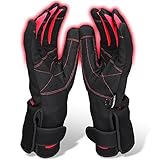 antizer Heated Glovesスリムスタイルユニセックス|防水デザインシープスキングローブ|快適なフィット電動手袋の冬のスポーツ、作業& More |調整可能な温度制御スイッチ ブラック