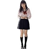 [Somnvs258] 白三本 女装対応 大きいサイズ セーラー服 JK 制服 3点セット メンズ 男性 長袖 ネクタイ ミニ スカート コスプレ 学園祭 文化祭 仮装 コスチューム 女子高生 ハロウィン 男女兼用 撮影 変装