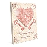 Keys to My Heart Shabby Chic Vintage Art inピンクまたは赤ライト壁アートプリント 16x20 SBC0000056CAN16X20TXX