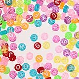 ファイニエ アルファベット ビーズ 丸 カラフル ミックス 透け感有 7mm 500個 セット アクセサリー パーツ ハンドメイド 手芸 AP2645