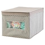 mDesign Chevron Fabric Baby Nursery Closet Organizer Box for Clothing, Blankets, Towels, Bibs - Larg