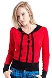Voodoo Vixen Clothing - Red Polkaskulls Cardigan With Bow Tie M / Red