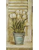 Blossom Bucket 'White Tulips In Blue Vase Picture' Decor [並行輸入品]