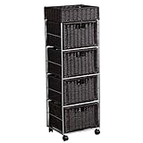 ラタン調チェスト4段 (ブラウン)