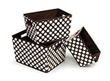 Badger Basket 3 Pack Polka Dot Nesting Trapezoid Shape Folding Baskets, Brown by Badger Basket [並行輸入