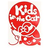 レッド（赤） Kids in the car〈女の子 〉ステッカー 窓ガラス シール 車の後ろ キッズ イン ザ カー ※吸盤・マグネットタイプではありま...