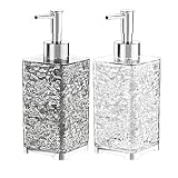 TerraShine シャンプーボトル 400ml 2個セット ソープ シャンプー用ディスペンサー 詰め替えボトル ハンドソープ 容器 手動 軽量 高級 透明 おしゃれ 洗面所 洗面台 浴室 キッチン(液体タイプ-四角)