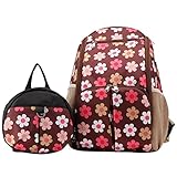 Lovoski 大容量　外出　旅行　トートバッグ　おむつバッグ　バックパック　マザーズバッグ　2個セット　高品質　全6色 - 褐色