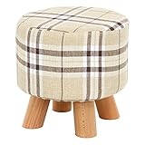 不二貿易 ラウンドスツール チェック柄 アイボリー 70114