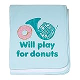 CafePress – Will Play Horn for Donuts – スーパーソフトベビー毛布、新生児おくるみ ブルー 055692634125CD2