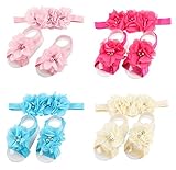 ベビーガールズヘッドバンドHairbandsクリスタルBarefoot花（4パック） 6-12 Months 6424343