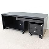 【便利なチェスト・ラック付きのセットでお得】 パソコンデスク 3点セット ロータイプ ブラック