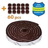 x-protectorプレミアムHeavy Dutyフェルトテープ1 / 2 " x 60 " +フェルト家具パッド60個。理想的なフェルトパッド家具足&フェルトストリップ、フェルトロール – You