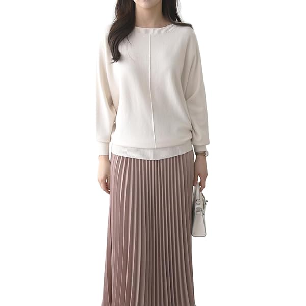 Amazon | [マリアマーファ] パフスリーブ 切り替え ニット レディース  