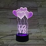 ハートLoveハート7色3dナイトライト、アクリルパネルリモートまたはタッチ強力な3dビジョンライト、LEDクリエイティブ環境光、ホーム装飾ランプギフトfor Children 489615