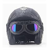 DGF ヘルメットハンドメイドレトロレンジャーレザーヘルメットオートバイフルヘルメット男性と女性ハーレーオートバイペダルクルーザー3/4ヘルメット (サイズ さいず : M)