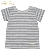 【リブリブリ】天竺ボーダーTシャツBabyグレー90cm