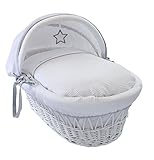 Clair de Lune Silver Lining White Wicker Basket (White) by Clair de Lune