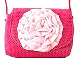 （K-JOY) 女の子 キッズ用 花柄 ハンドバッグ ショルダー バック 斜めがけ / 子供用 カバン 鞄 (大花 ローズ ドット柄)