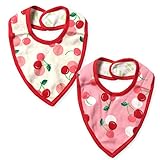 ベビー スタイ よだれかけ 女の子 Kids Foret キッズフォーレ 綿100％ ドット さくらんぼ柄 スナップボタン 女児 ベビー (オートミール)